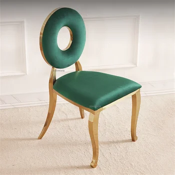 Nordic Light Роскошные Обеденные стулья Мебель для дома Современный дизайнерский шезлонг с креативной спинкой Обеденный стул Бархатный стул для макияжа