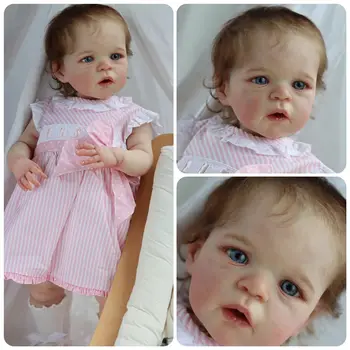 NPK 24-дюймовая Уже раскрашенная готовая кукла-девочка, Возрожденный малыш Сэнди, Популярная реалистичная мягкая на ощупь 3D-кукла Skin Art