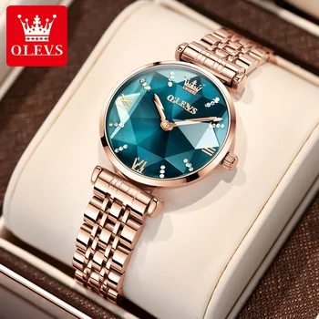 OLEVS 6642 Водонепроницаемые часы с ремешком из нержавеющей стали для женщин, модные Японские кварцевые роскошные женские наручные часы