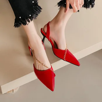 Phoentin/ пикантные красные туфли-лодочки с острым носком на высоком каблуке; коллекция 2023 года; летние женские босоножки для вечеринок на высоком каблуке; большие размеры 48; бесплатная доставка; FT2508