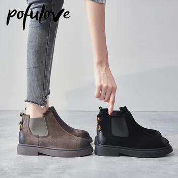 Pofulove/ Женские Зимние ботинки, Черные Ботинки 
