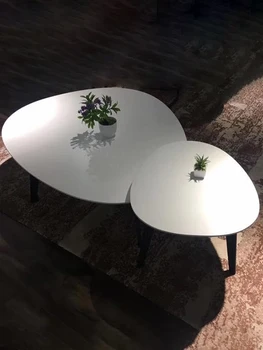 Rudai Итальянская минималистичная круглая гостиная небольшой бытовой дизайнерский журнальный столик из нержавеющей стали со встроенным поворотным столиком