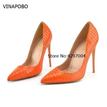 So Kate/ женские туфли-лодочки из лакированной кожи для невесты, вечерние туфли оранжевой змеиной формы на высоком каблуке 12 см, 8 см, 10 см, размер женской свадебной обуви