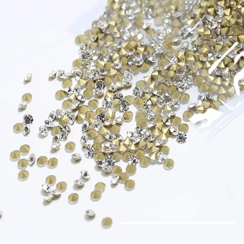 SS6-SS30 Блестящие прозрачные Стразы из чешского стекла с золотым заостренным дном, круглые блестящие кристаллы AB для дизайна ногтей, драгоценные камни для самостоятельного изготовления