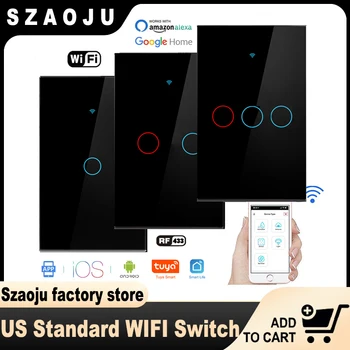 Szaoju Tuya Smart Life Light Switch WiFi Touch Sensor Smart Switch App Remote Control Для Alexa Google не требуется нейтральный провод