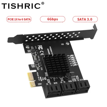 TISHRIC PCIE от 1X до 6 SATA Бит Жесткого диска компьютера Карта расширения SATA PCIE3.0 ASMedia ASM1166 6 Гбит/с SATA PCI SSD Бит Дополнительных карт