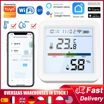 Tuya WiFi BT Двухрежимный Измеритель Температуры И Влажности ЖК-Цифровой Термометр-Гигрометр Термогигрометр Для Alexa Google Home