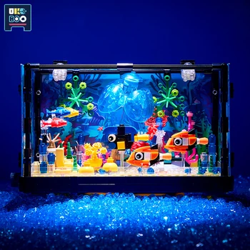 UKBOO MOC Light Fishbowl Аквариум Строительные Блоки Для Аквариума Морская Черепаха Медуза Крабы Городские Строительные Игрушки Для Детских Подарков
