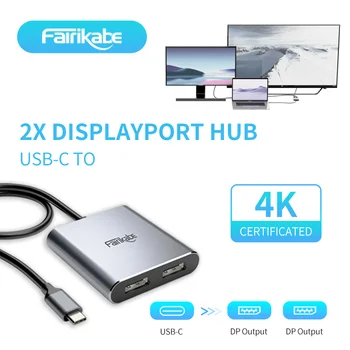 USB C-2 DisplayPort Hub 4K 60hz Док-Станция С Двойным DP Выходом Usb C Hub Usb-Адаптер Для MacBook Pro Air Thunderbolt 3/4