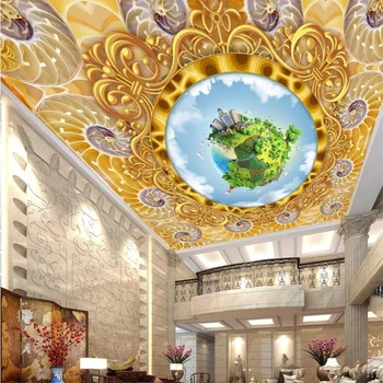 wellyu Пользовательские обои 3d фотообои золото роскошный европейский узор потолок гостиной Zenith обои 3d papel de parede