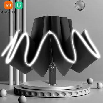 Xiaomi Mijia Автоматический Светоотражающий зонт с 10 ребрами, складывающийся в обратном направлении, Многофункциональный Солнцезащитный козырек, Ветрозащитный зонт для автомобиля
