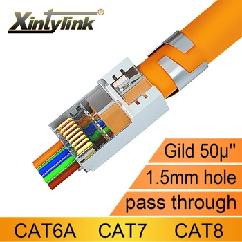 xintylink CAT8 CAT7 CAT6A разъем rj45 50U штекер кабеля Ethernet сетевой SFTP FTP STP экранированный разъем проходит через отверстие 1,5 мм