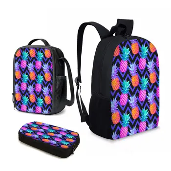 YIKELUO Модный дизайн в фиолетовую полоску с рисунком Ананаса, молодежный повседневный рюкзак, ноутбук с фруктовым принтом, Mochilas, Изолированная сумка для ланча