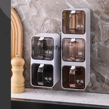 yj Коробка для приправ, Кухонный Перфоратор, Настенный Комбинированный набор для хранения бутылок, Стеллаж для хранения банок