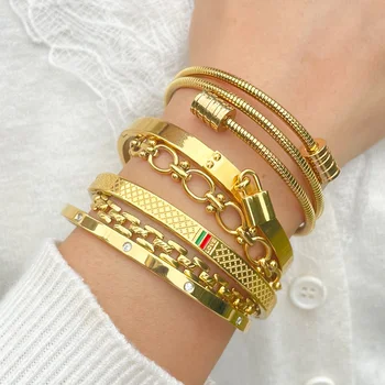 Zalman, позолоченный браслет-цепочка для женщин, унисекс, наборы браслетов для влюбленных из нержавеющей стали, ювелирные аксессуары