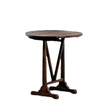 Zl Винтажный Складной стол из цельного дерева, Антикварная копия Маленького круглого стола из цельного дерева, мебель для обеденного стола