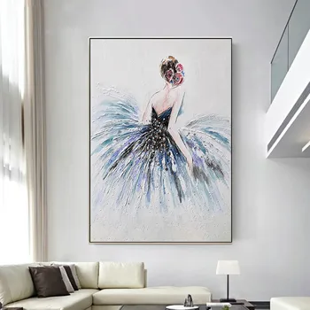 Абстрактная красивая девушка с ручной росписью маслом на холсте, иллюстрация плаката, настенная художественная картина для домашнего декора комнаты