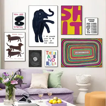 Абстрактный Дэвид Шригли, такса, Черная кошка, цирк, настенное искусство, холст, живопись, плакаты на скандинавскую тему и принты, декор гостиной