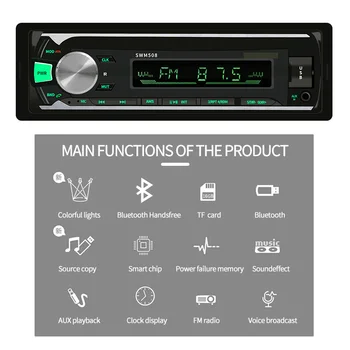Автомобильный MP3-радиоплеер 1din, авто Музыка в приборной панели, авторадио FM AUX USB TF Аудио Мультимедиа Стерео Пульт дистанционного управления