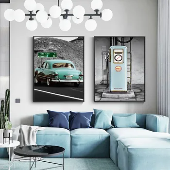 Автомобильный пейзаж Классический плакат, печать на холсте, настенное искусство, украшение дома в гостиной