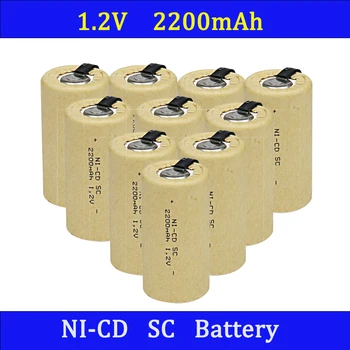 Аккумуляторная батарея Sub C Ni CD SC 1.2 В 2200 мАч подходит для отвертки, электродрели, электроинструмента, перезаряжаемой NI-CD Sub
