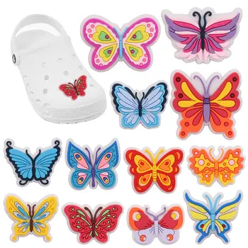 Аксессуары для садовой обуви из ПВХ, красивые красочные Украшения для обуви с бабочками, подходят для вечеринки Croc Jibz Charm для мальчиков и девочек
