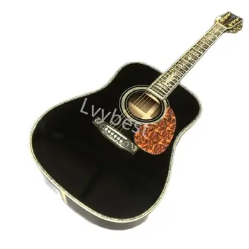 Акустическая гитара Lvybest Custom 41-дюймовой серии D45 класса люкс Bk, полностью инкрустированная морским ушком