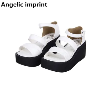 Ангельский отпечаток, Новая женская обувь для косплея mori girl в стиле Лолиты, женские туфли-лодочки на танкетке на высоком тонком каблуке, летнее платье принцессы, босоножки