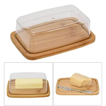 Бамбуковая масленка, Прямоугольный лоток для хранения сыра, Тарелка, Пищевой контейнер со стеклянной акриловой крышкой, Инструмент для хранения посуды, Кухонная посуда