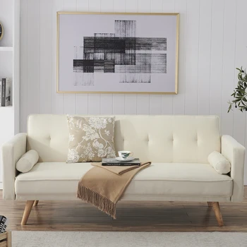 Бархатный диван Современный Раскладной диван-футон, диван с откидной спинкой, акцентный диван-раскладушка, диван с деревянными ножками для гостиной