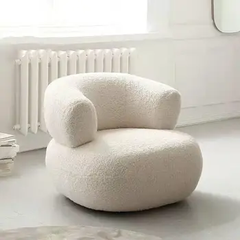 Бархатный диван ягненка, белый свет, роскошное ленивое односпальное кресло, гостиная, ленивый диван для отдыха, минималистичный современный диван для спальни в скандинавском стиле