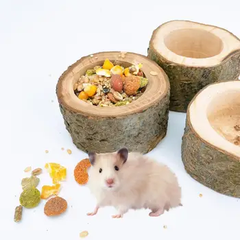 Безопасная круглая деревянная миска для еды для мелких животных, хомячков, легкая миска для еды, устойчивая к укусам, для помещений