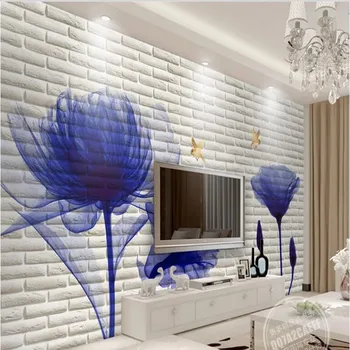 бейбеханг Изготовленная на заказ большая фреска Европейский тюльпан 3D кирпичная стена ТВ фон экологические обои papel de parede para quarto