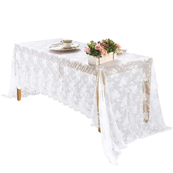 Белая кружевная скатерть, винтажная вышитая скатерть, деревенская свадьба, день рождения, столовая, декоративная ткань, украшение дома