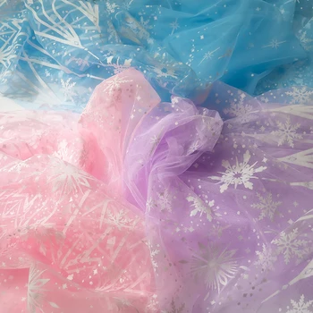 Белая снежинка Сетчатая ткань Кукольное платье Одежда для выступлений Фоновое украшение Ткань Мода для шитья Оптовые материалы