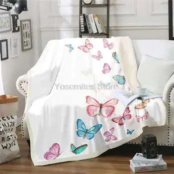 Белое флисовое одеяло в современном стиле с замком Феи для мальчиков и девочек, плюшевые одеяла с бабочками и цветами для дивана-кровати и гостиной