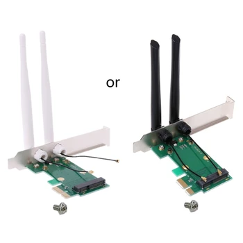 Беспроводная карта WiFi Mini PCI-E Express к адаптеру PCI-E 2 Антенны для внешнего ПК
