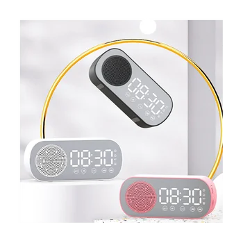 Беспроводной динамик Bluetooth, радиочасы с поддержкой двойного будильника, звуковая панель с картой памяти, цифровая сигнализация для домашнего офиса белого цвета