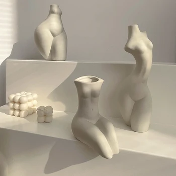 Боди-арт Керамическая простая ваза с эмбрионами, украшение белого цвета, обеденный стол, декоративные украшения для творческой комнаты