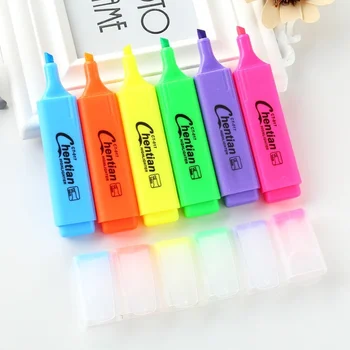 Большая емкость, 6 цветов, студенческая художественная флуоресцентная ручка-хайлайтер, подарочный маркер для акцентирования внимания, маркировочная ручка, канцелярские школьные принадлежности