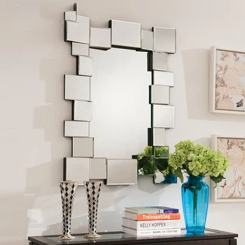 Большое винтажное декоративное зеркало, клейкая наклейка, скандинавский дизайн туалетного зеркала, Необычное художественное оформление дома