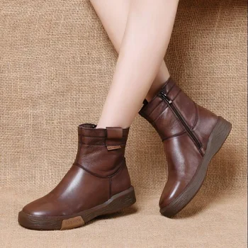 Ботинки из воловьей кожи 2020, осенне-зимние женские ботинки Martin из натуральной кожи, английские ботинки 