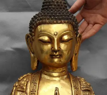 Буддийский храм Медь Бронза Позолота Статуя Бога Будды Шакьямуни Амитабха Рулай