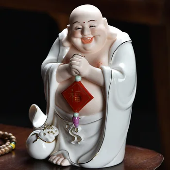Бутик белого фарфора большой живот Будды Майтрейи статуя смеющегося Будды керамический счастливый подарок для домашнего офиса и учебы характерный декор