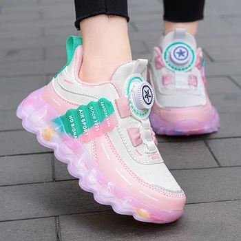 Весенние детские кроссовки из искусственной кожи для девочек и мальчиков, повседневная обувь для малышей, модная детская розовая теннисная высококачественная спортивная обувь на плоской подошве, размер 26-39#