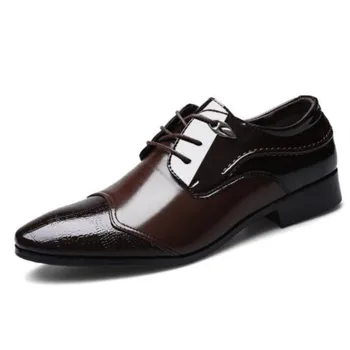 Весна-осень, новая повседневная кожаная обувь большого размера, мужские деловые вечерние туфли на шнуровке, британские свадебные туфли для вечеринок M834
