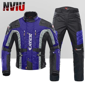 Ветрозащитная куртка для мотокросса + мотоциклетные брюки, мужской мотоциклетный костюм, износостойкий бронежилет, комплект мотоодежды
