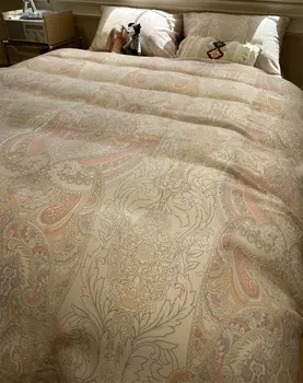 Витиеватый дизайн европейский геометрический розовый комплект постельных принадлежностей полный королева король роскоши в стиле барокко, домашний текстиль простыня наволочка пододеяльник