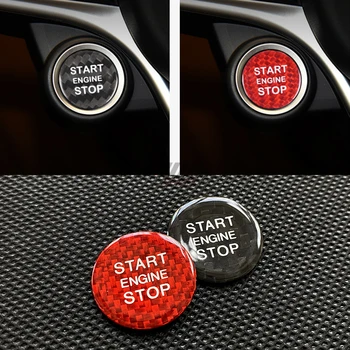 Внутренняя Отделка из Углеродного Волокна Кнопка Запуска Двигателя Start Stop Cap Trim Start Stop One Button Для Alfa Romeo Giulia/Stelvio 2017-2019