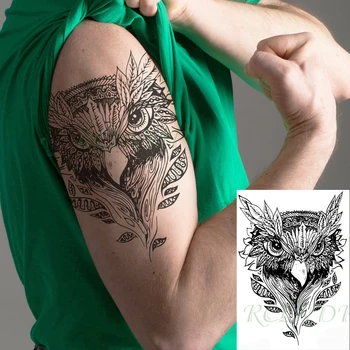 Водонепроницаемая временная татуировка Наклейка Сова Прекрасная Птица Дизайн животных Поддельная татуировка Флэш-тату на задней ноге для женщин и мужчин